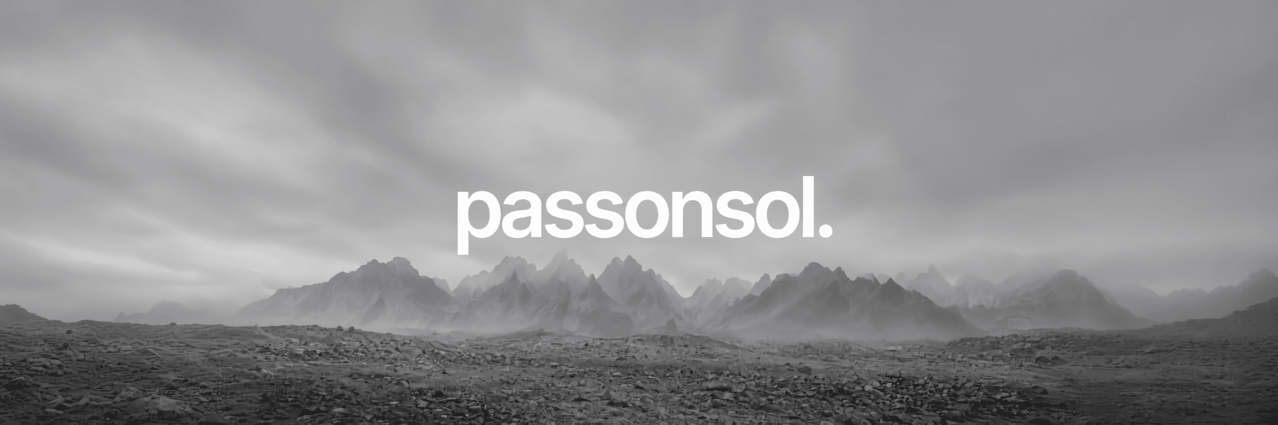 passonsol over a monochrome mountain landscape
